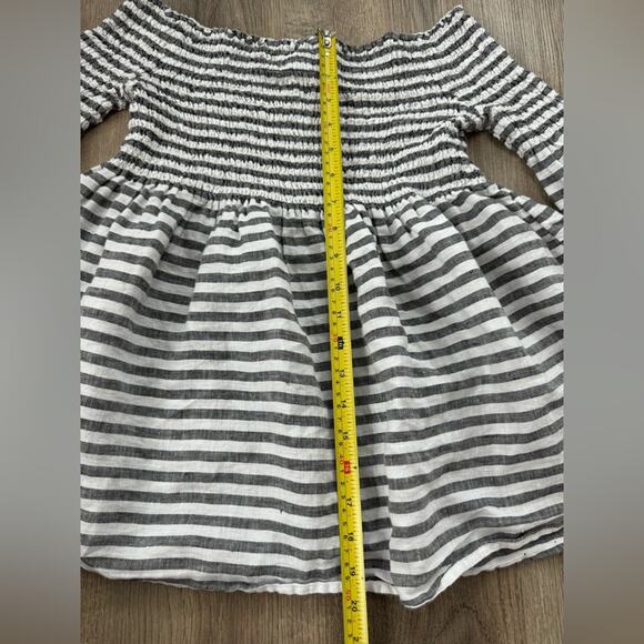 C&C California Smocked Bell Sleeve Striped 100% Linen Top Medium - Picture 8 of 8